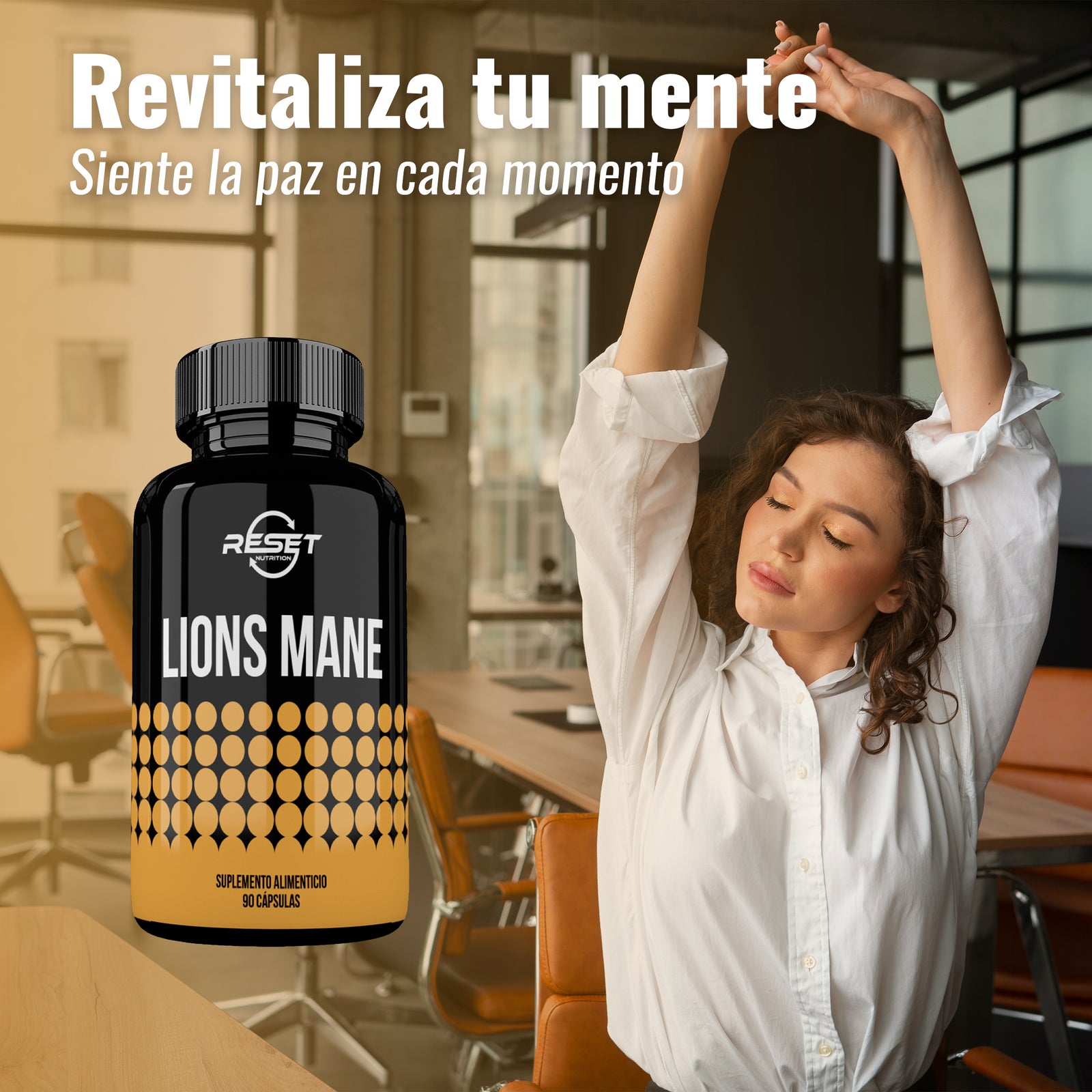 Melena de León - 90 cápsulas - mejora la memoria, el enfoque y fortalece el sistema inmunológico