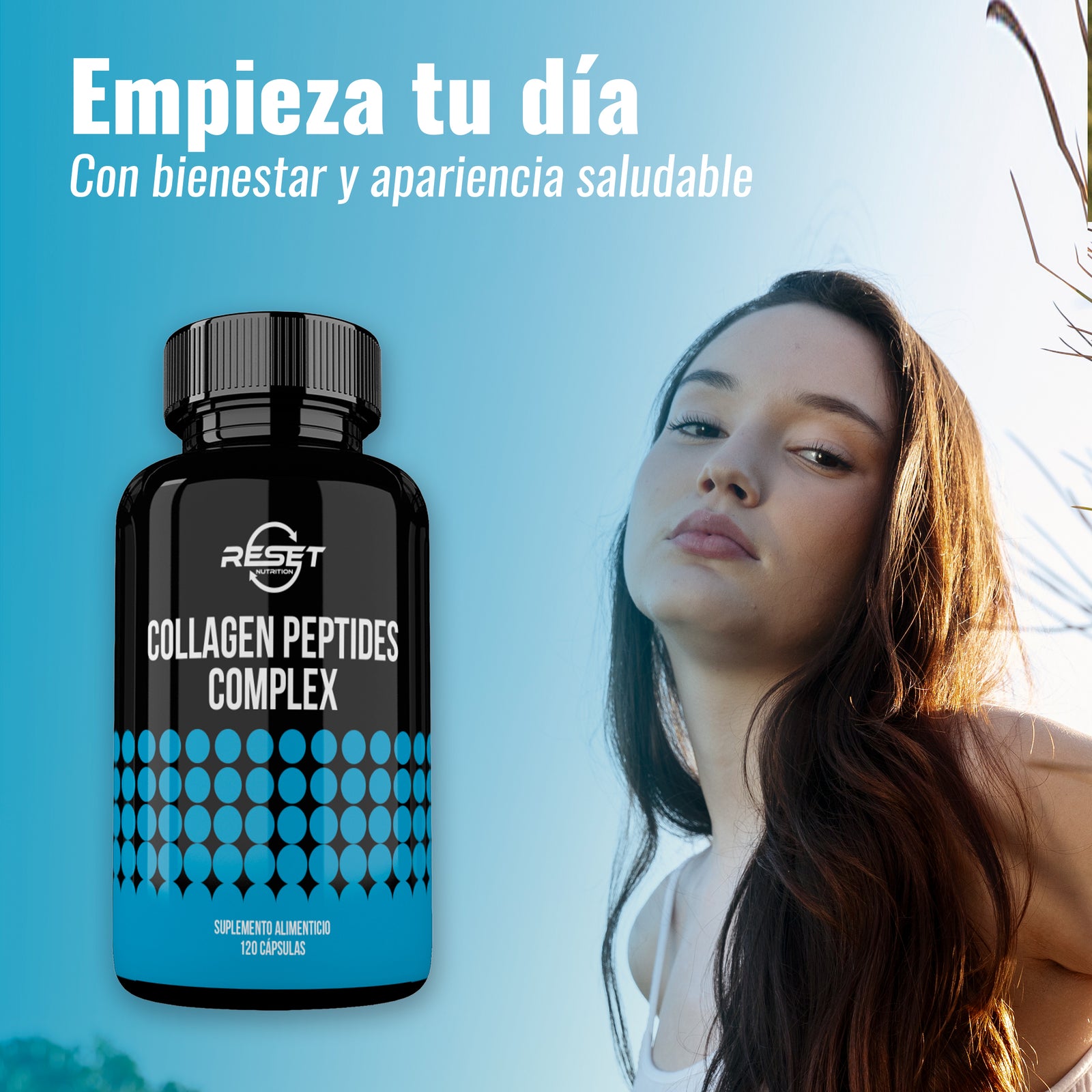 Complejo de Péptidos de Colágeno - 120 Cápsulas - Apoya la Regeneración de la Piel y las Articulaciones