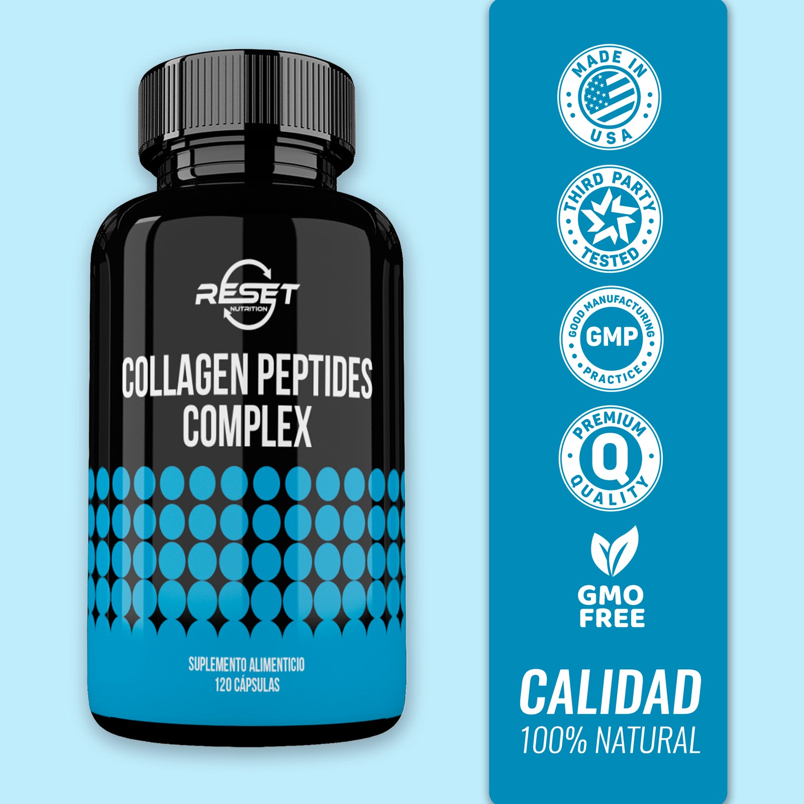 Complejo de Péptidos de Colágeno - 120 Cápsulas - Apoya la Regeneración de la Piel y las Articulaciones