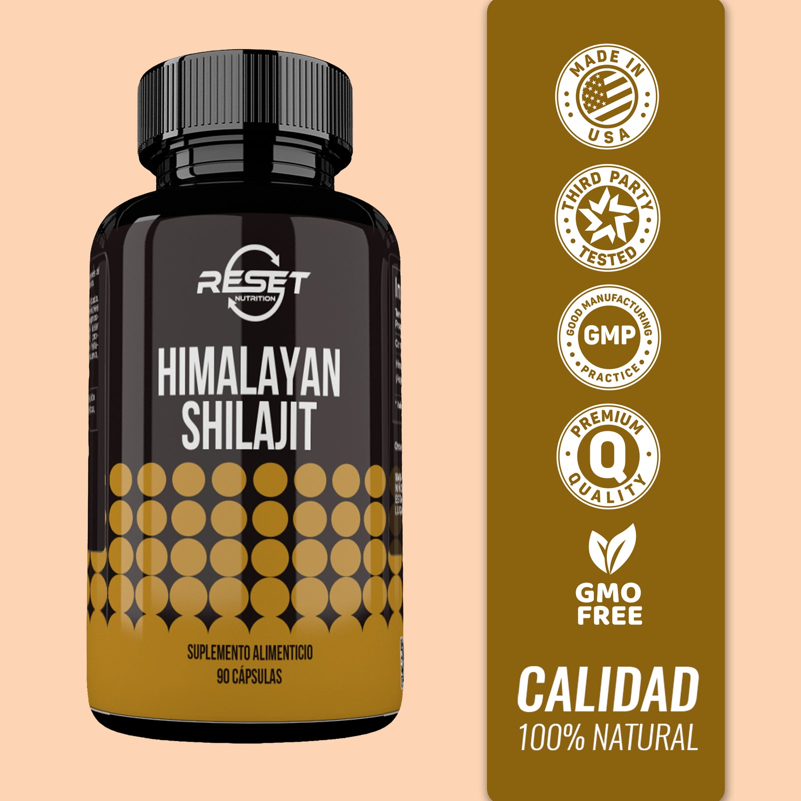 Shilajit del Himalaya - 90 cápsulas 100% natural, puro y orgánico - suministro para 3 meses
