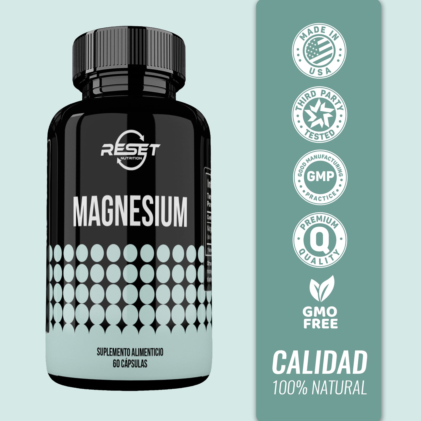 Magnesium 500 mg - 60 capsules - regulates blood pressure, boosts energy, and balances the nervous system