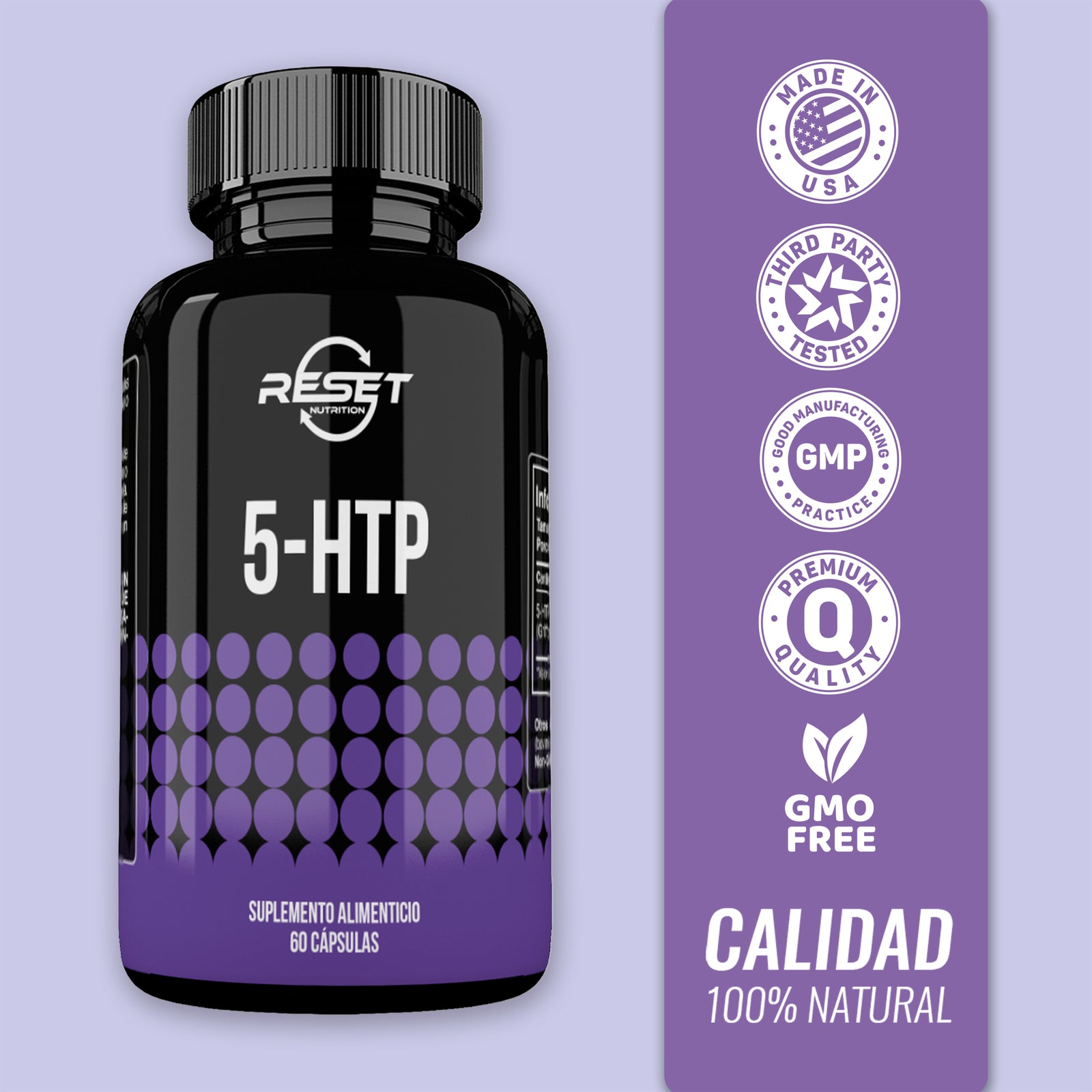 5-HTP 100 mg - 60 cápsulas con 5-Hidroxitriptófano - aumenta la serotonina y mejora el estado de ánimo