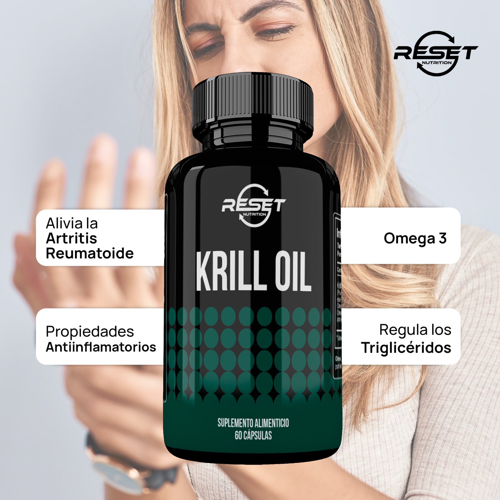 Aceite de kril 500 mg - 60 cápsulas con astaxantina - mejora la memoria, la concentración y la salud cardiovascular