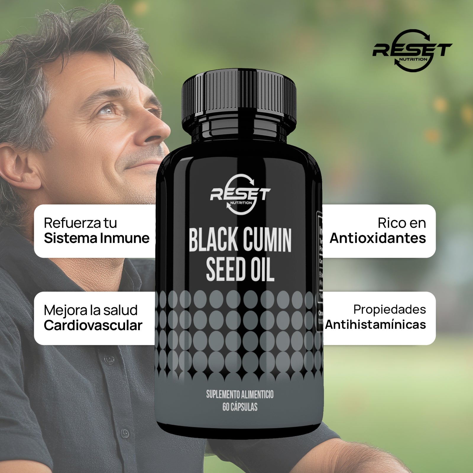 Aceite de Semilla de Comino Negro 500 mg - 60 cápsulas con extracto puro - fortalece la inmunidad y alivia las alergias