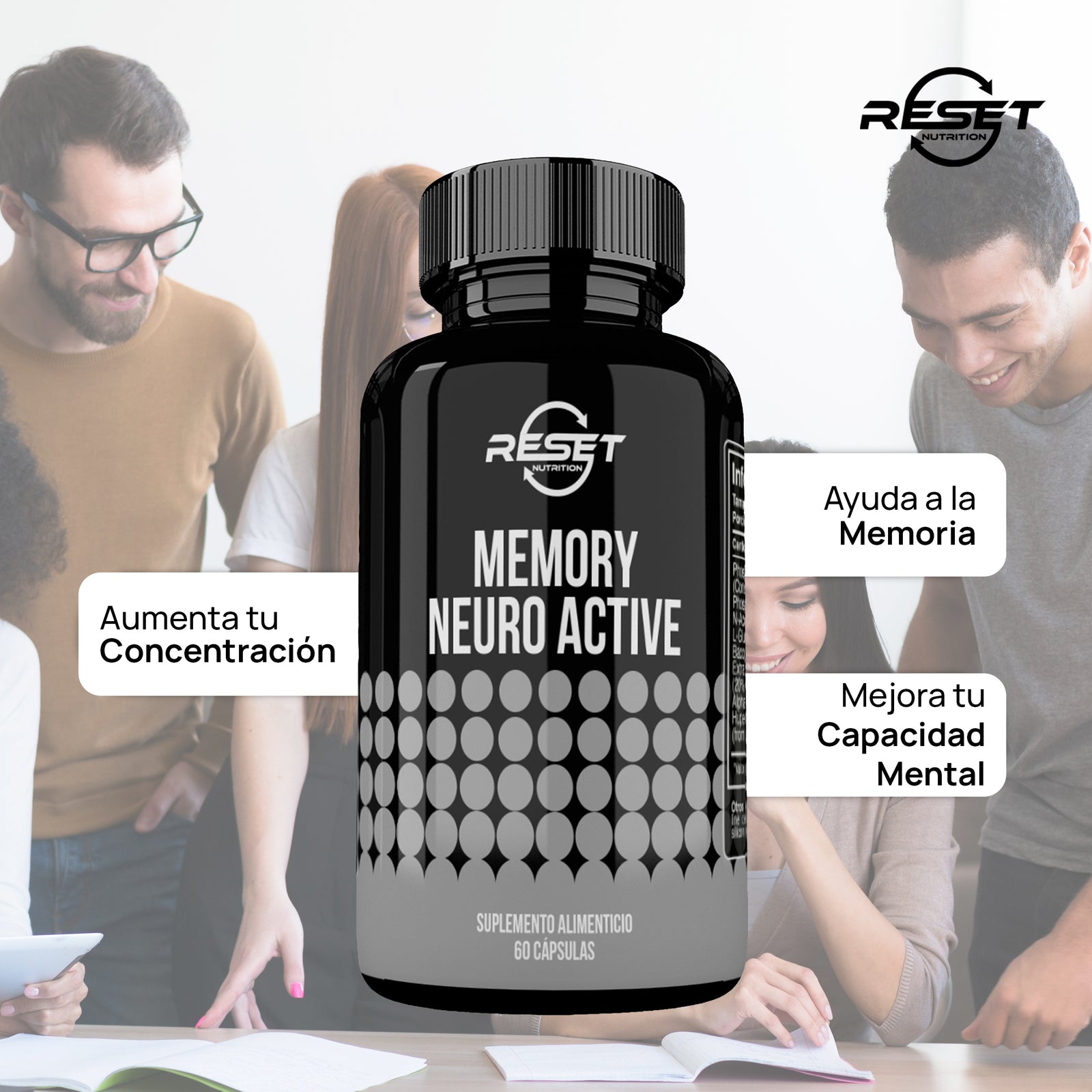 Memory Neuro Active - 60 cápsulas - mejora el enfoque, la memoria y la agilidad mental