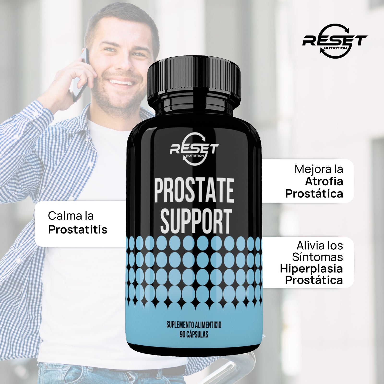 Prostate Support - 90 capsules with vitamins and natural extracts - supports prostate and urinary health