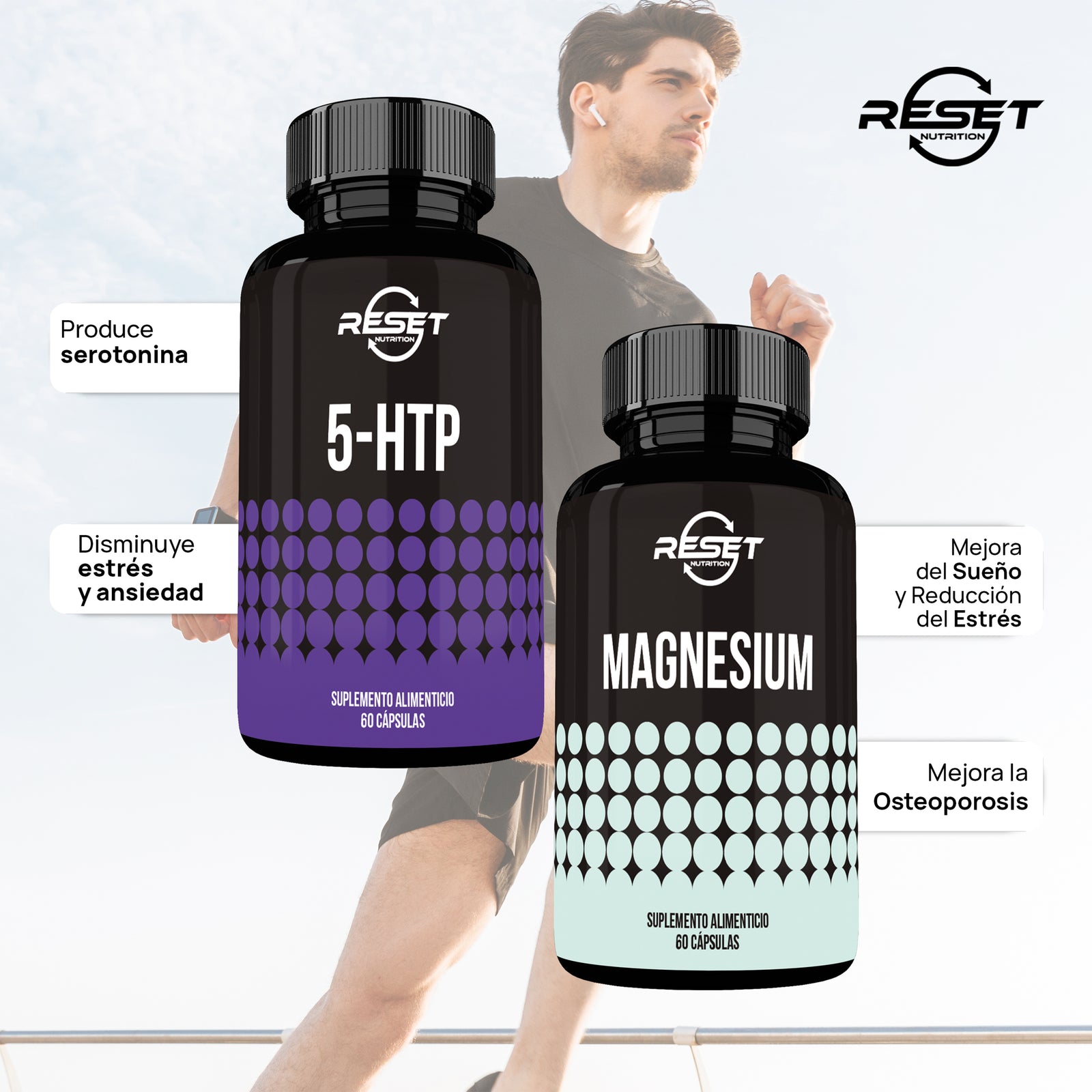 Mood & Relax Kit | 5-HTP + Magnesium | 60 Capsules Each | Dietary Supplement for Better Sleep, Stress Relief & Mood Support