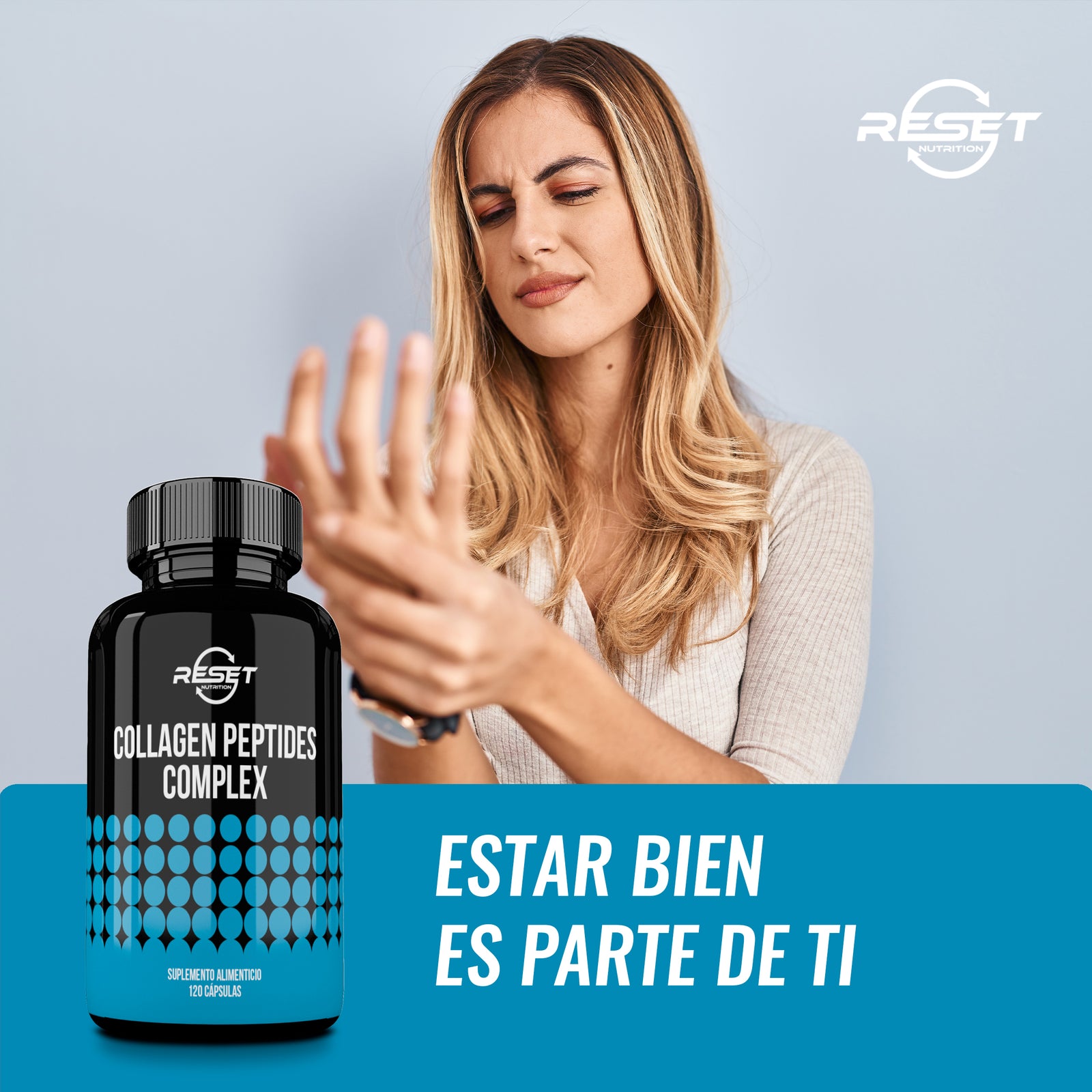 Complejo de Péptidos de Colágeno - 120 Cápsulas - Apoya la Regeneración de la Piel y las Articulaciones