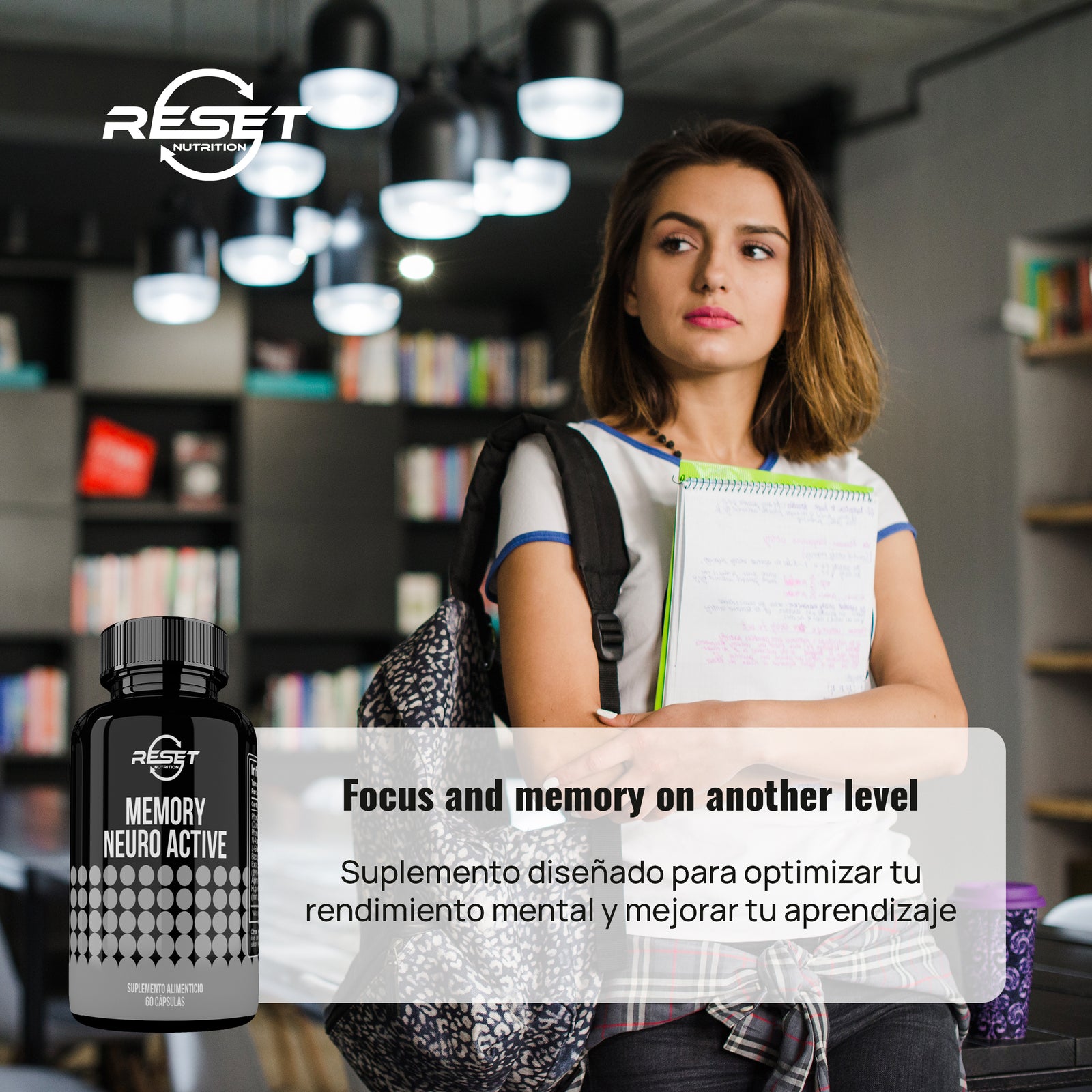 Memory Neuro Active - 60 cápsulas - mejora el enfoque, la memoria y la agilidad mental