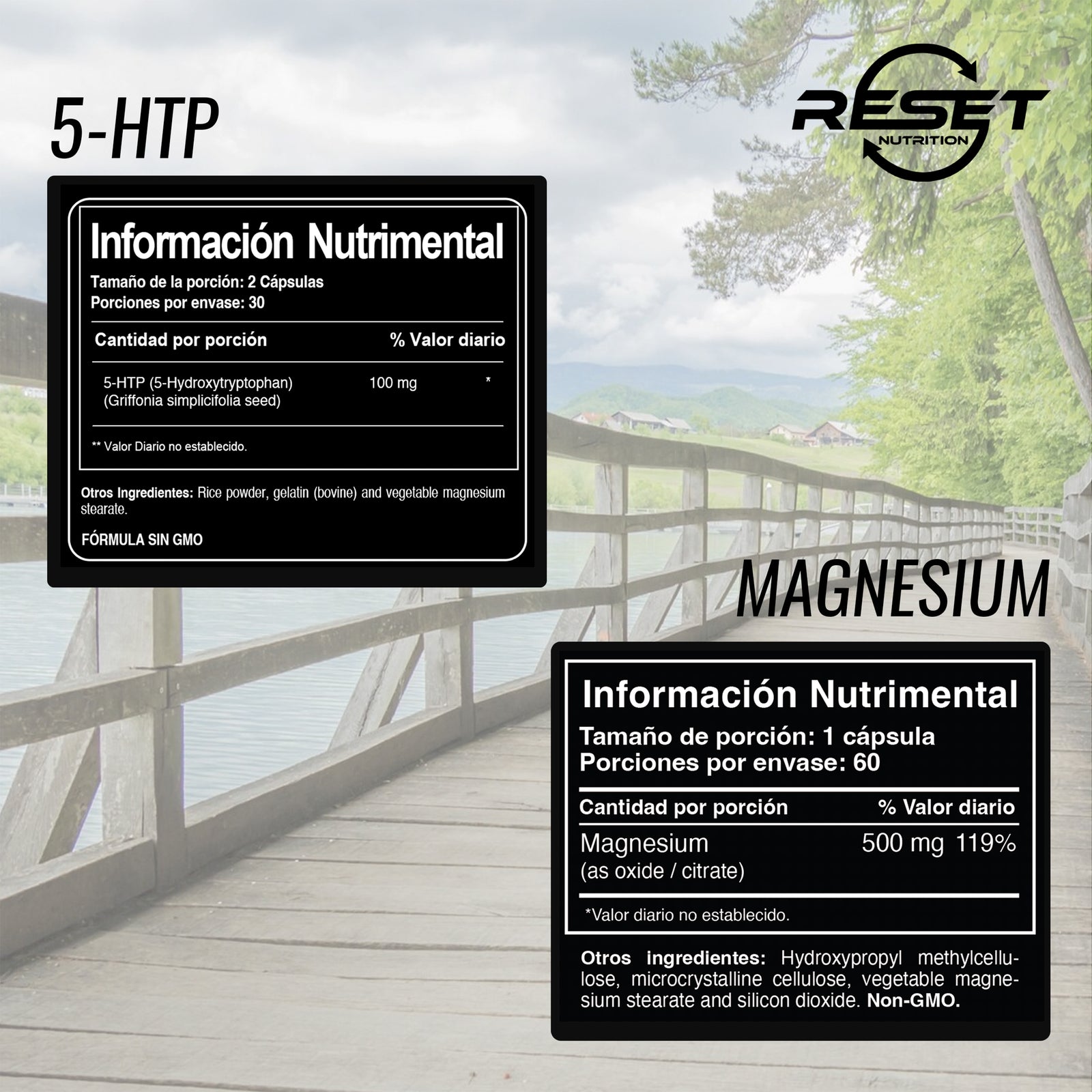 Mood & Relax Kit | 5-HTP + Magnesium | 60 Capsules Each | Dietary Supplement for Better Sleep, Stress Relief & Mood Support