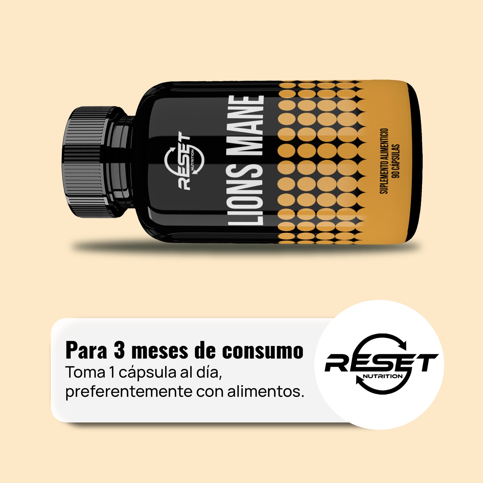 Melena de León - 90 cápsulas - mejora la memoria, el enfoque y fortalece el sistema inmunológico