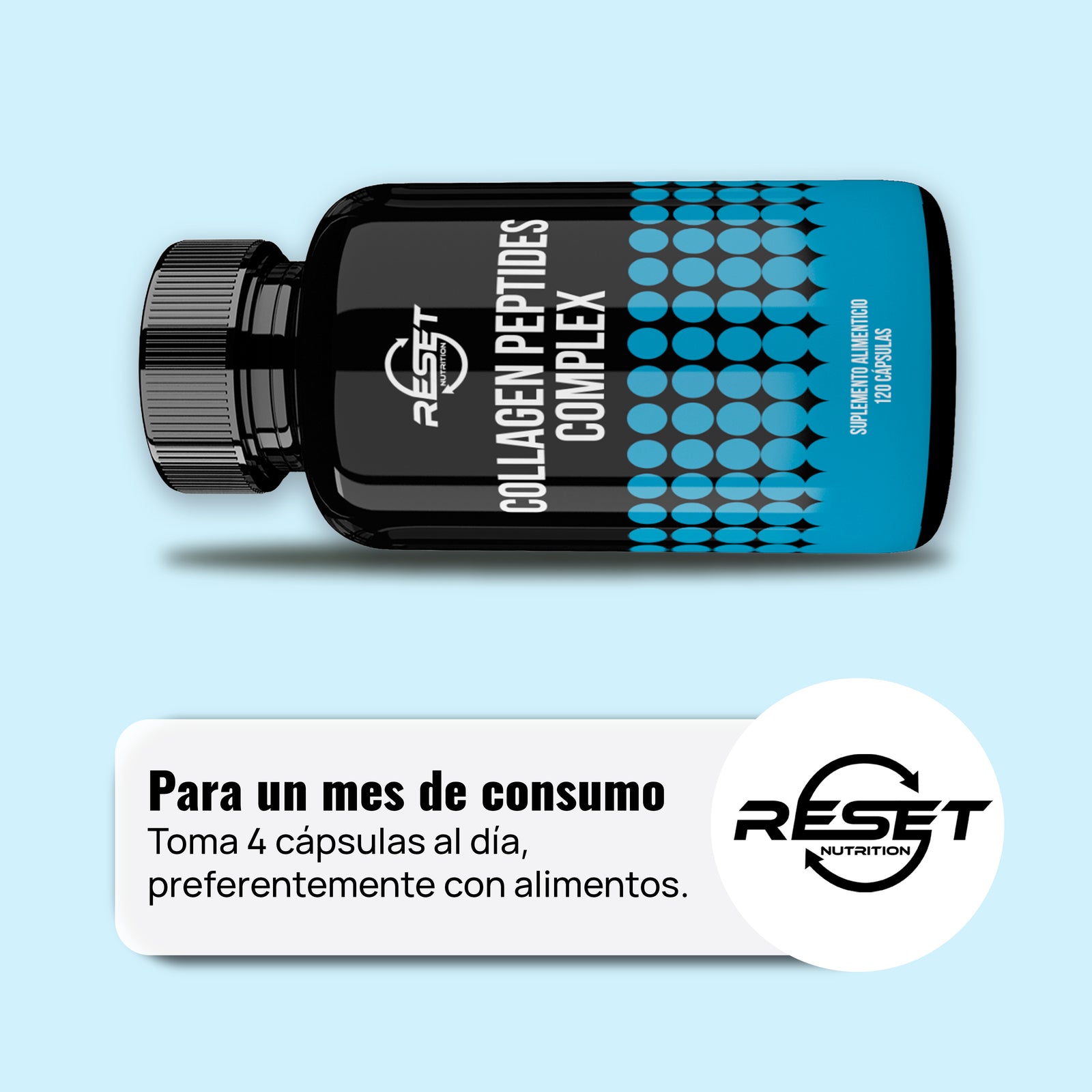 Complejo de Péptidos de Colágeno - 120 Cápsulas - Apoya la Regeneración de la Piel y las Articulaciones