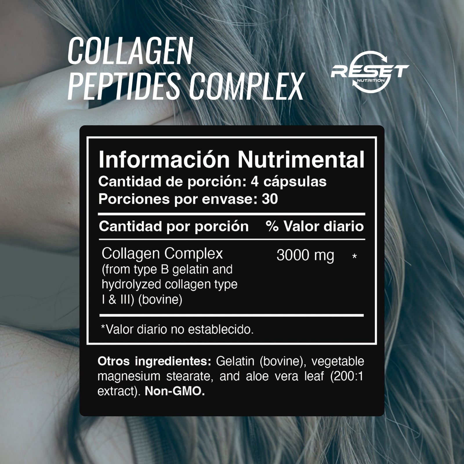 Complejo de Péptidos de Colágeno - 120 Cápsulas - Apoya la Regeneración de la Piel y las Articulaciones