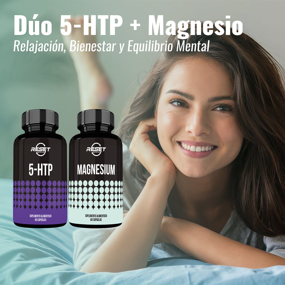 Kit de Estado de Ánimo y Relajación | 5-HTP + Magnesio | 60 Cápsulas Cada Uno | Suplemento Dietético para Mejorar el Sueño, Alivio del Estrés y Apoyo al Estado de Ánimo