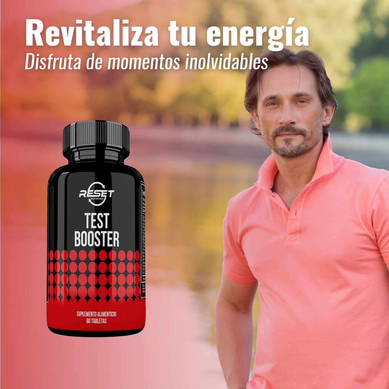 Test Booster - Testosterona Natural para Hombres - 60 Tabletas - Energía, Resistencia y Vitalidad Mejoradas