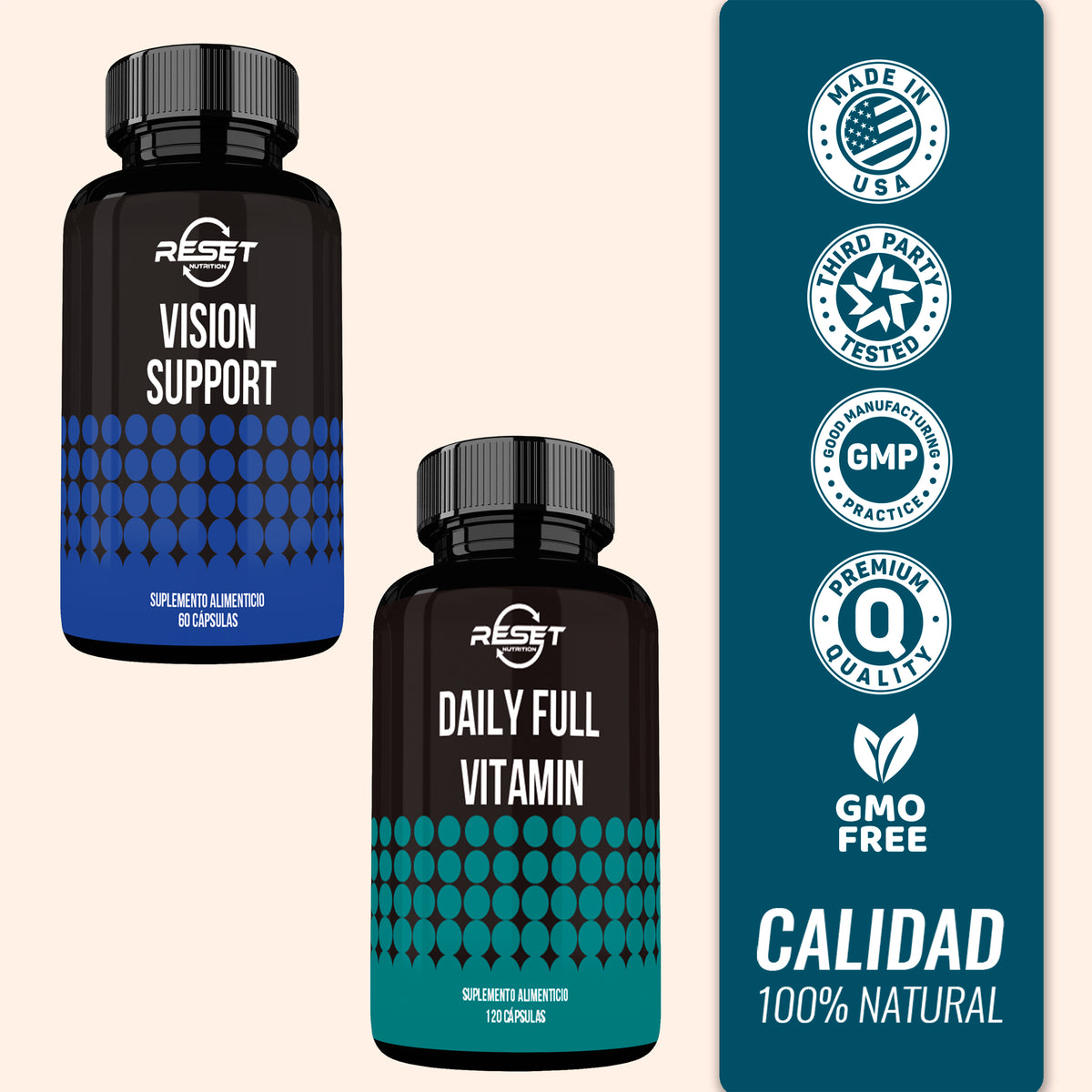 Kit Total Vision | Soporte para la Visión + Multivitamínico Diario | 60 + 120 Cápsulas | Salud Ocular y Nutrición Diaria Completa