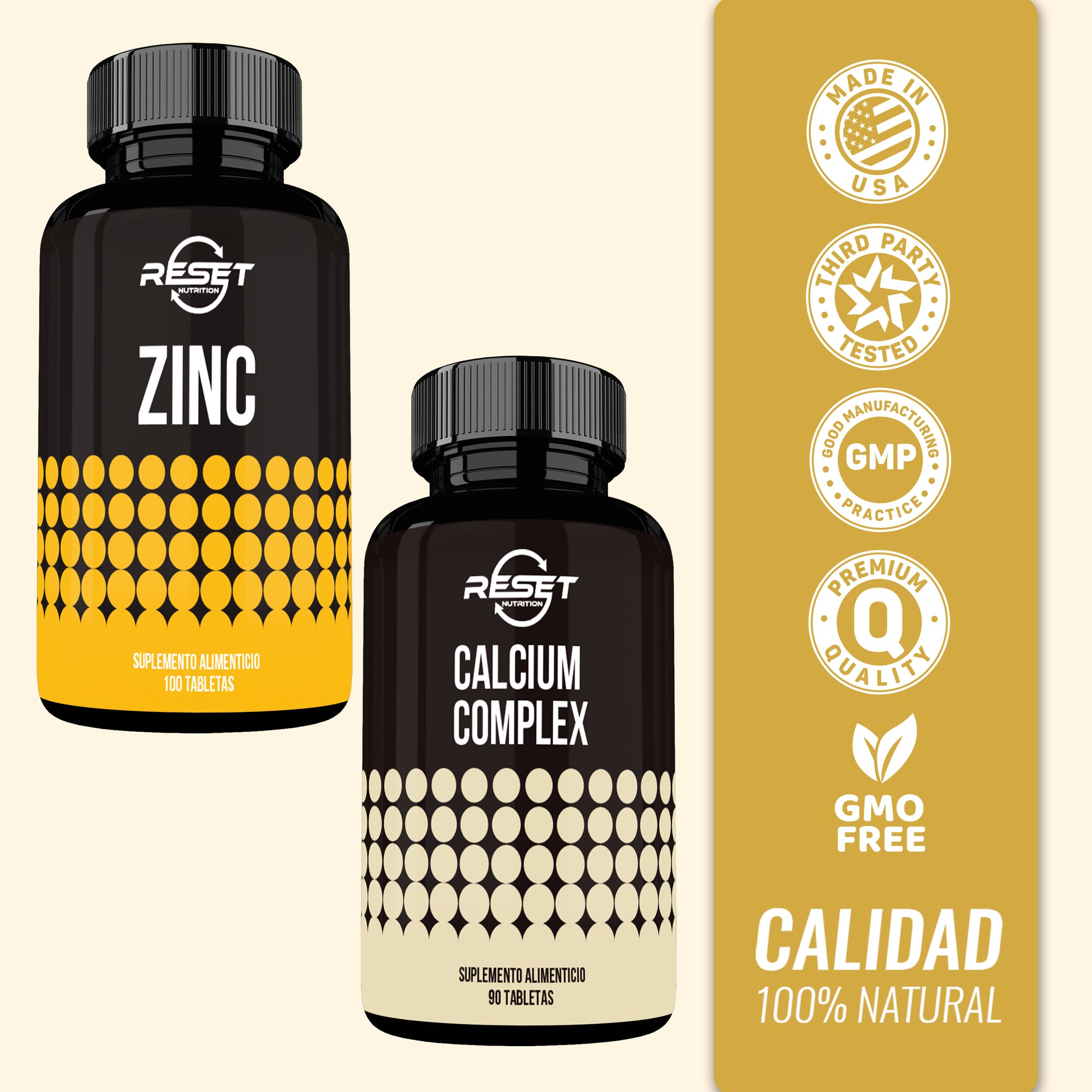 Kit ZinCal | Complejo de Zinc + Calcio | 100 + 90 Tabletas | Fortalecimiento Óseo, Soporte Articular y Salud Inmunológica
