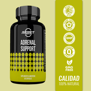 ADRENAL SUPPORT | ADRENAL, BLOOD PRESSURE AND SUGAR LEVELS | 60 CAPSULES | RESET NUTRITION | MADE IN USA