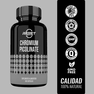 CHROMIUM PICOLINATE 200 MCG | CHROMIUM PICOLINATE CHROMIUM | 100 CAPSULES | RESET NUTRITION | MADE IN USA