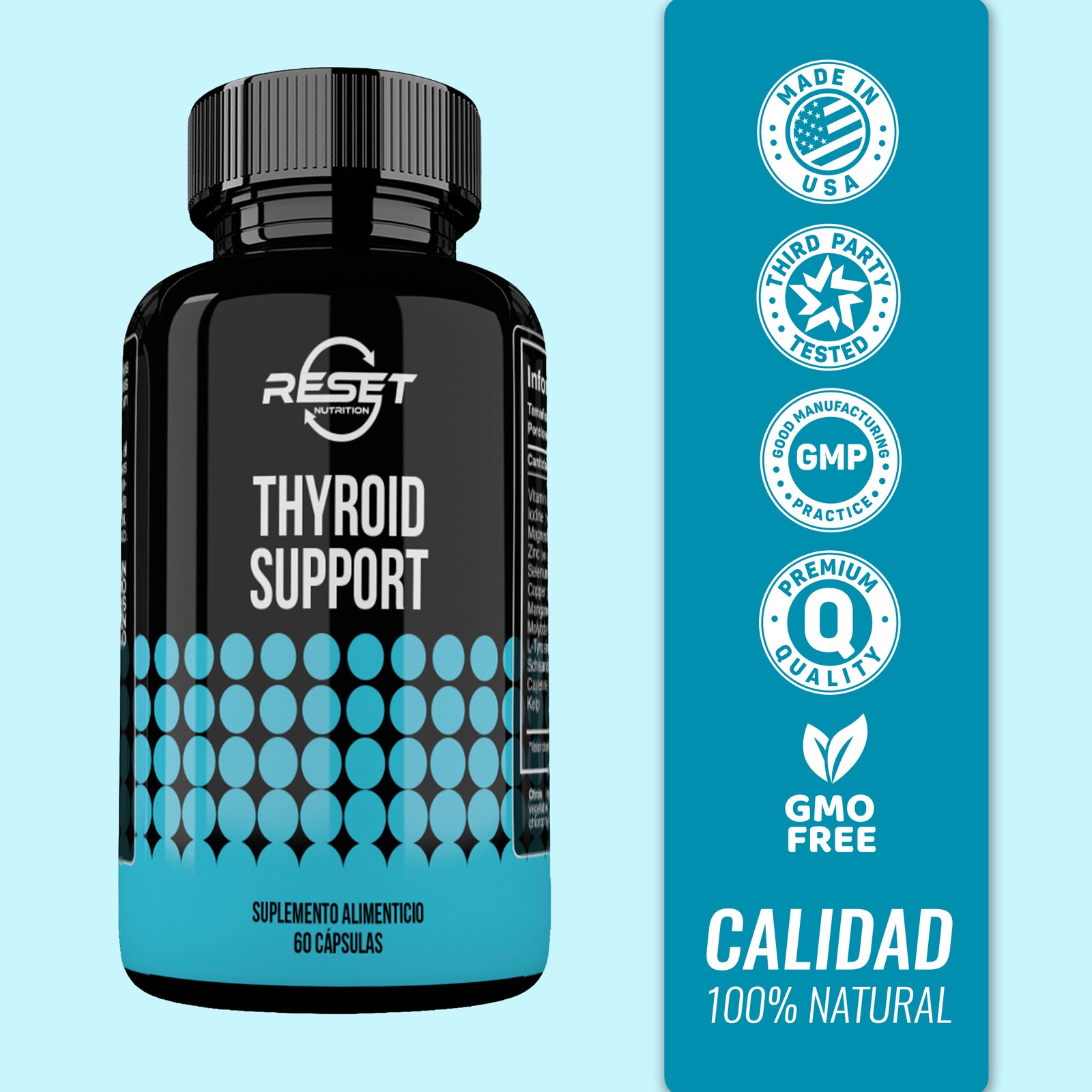 Suplemento Avanzado para el Apoyo de la Tiroides - 60 Cápsulas, - Aumenta la Energía, el Metabolismo y el Bienestar General