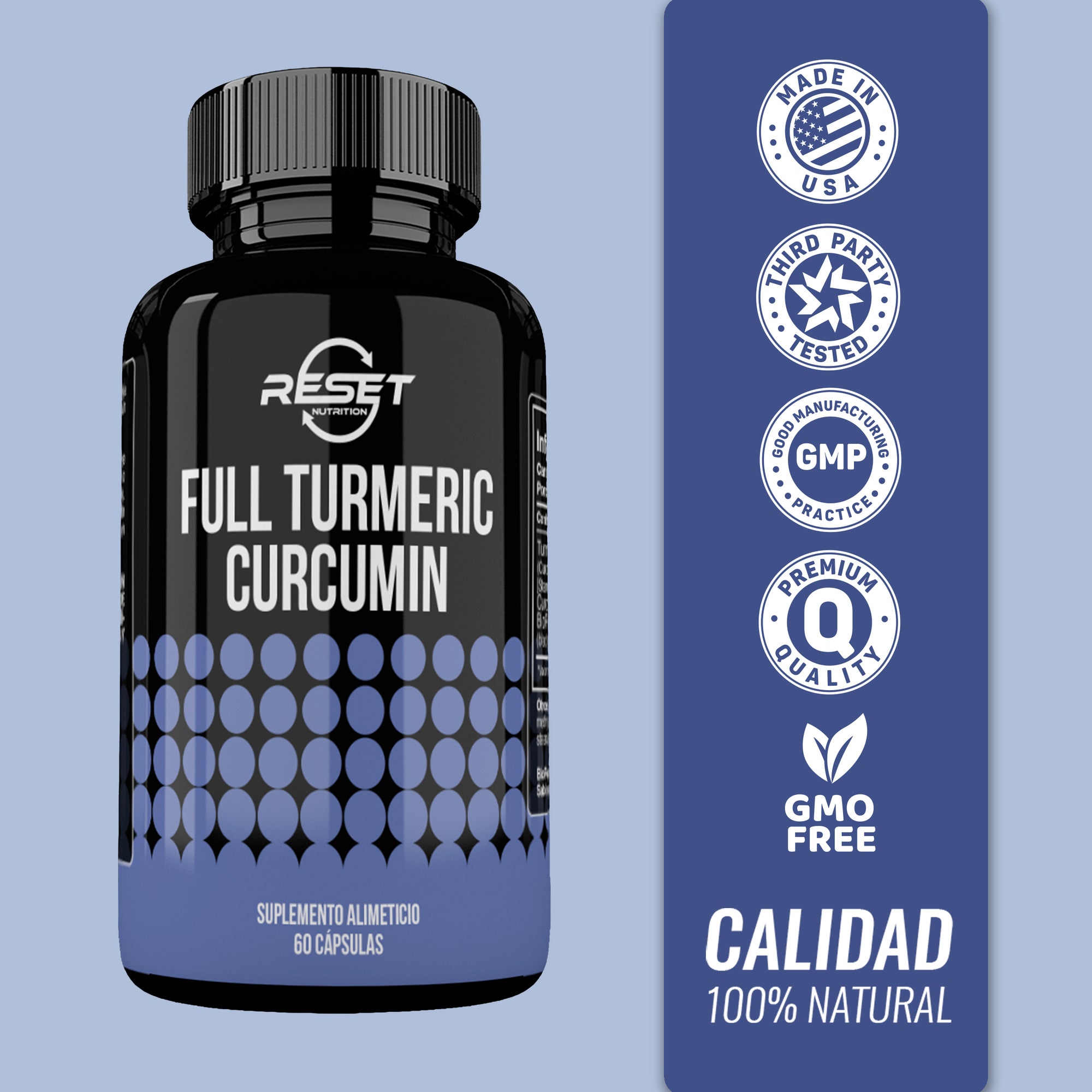 Cúrcuma Curcumina Completa 750 mg - 60 cápsulas - reduce la inflamación y apoya la salud articular y cardíaca