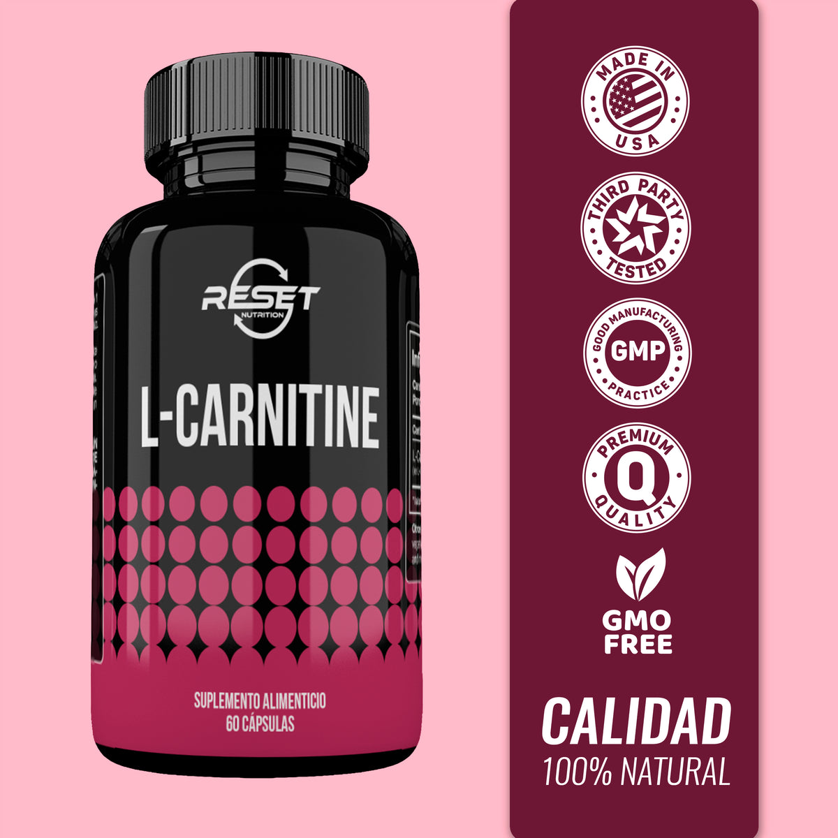 L-Carnitina 500 mg - 60 cápsulas con Omega 3, 6 y 9 - combate la fatiga muscular y aumenta la energía