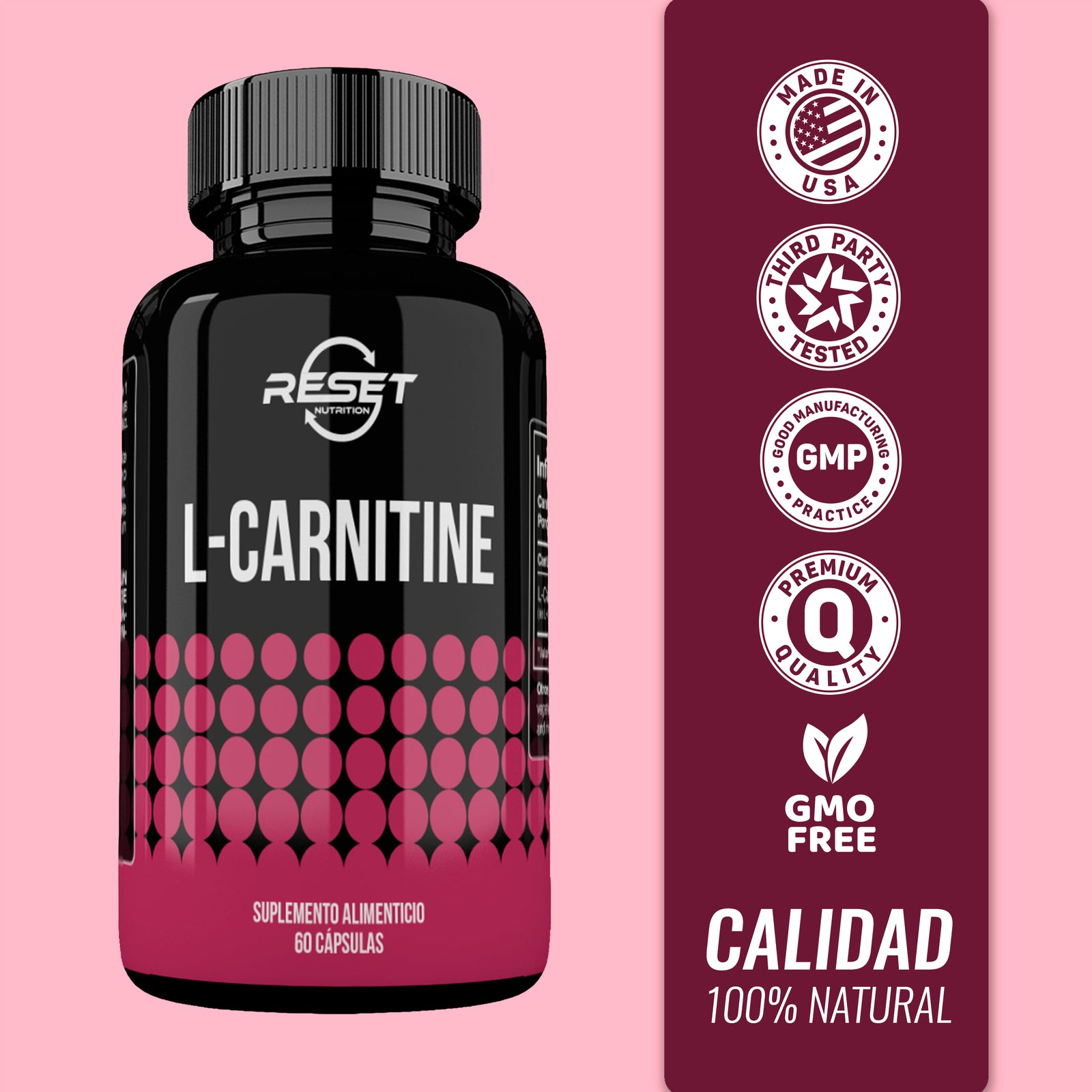 L-Carnitina 500 mg - 60 cápsulas con Omega 3, 6 y 9 - combate la fatiga muscular y aumenta la energía