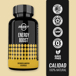 ENERGY BOOST | ENERGY SUPPLEMENT WITH CAFFEINE AND ACAI | 60 CAPSULES | RESET NUTRITION | MADE IN USA