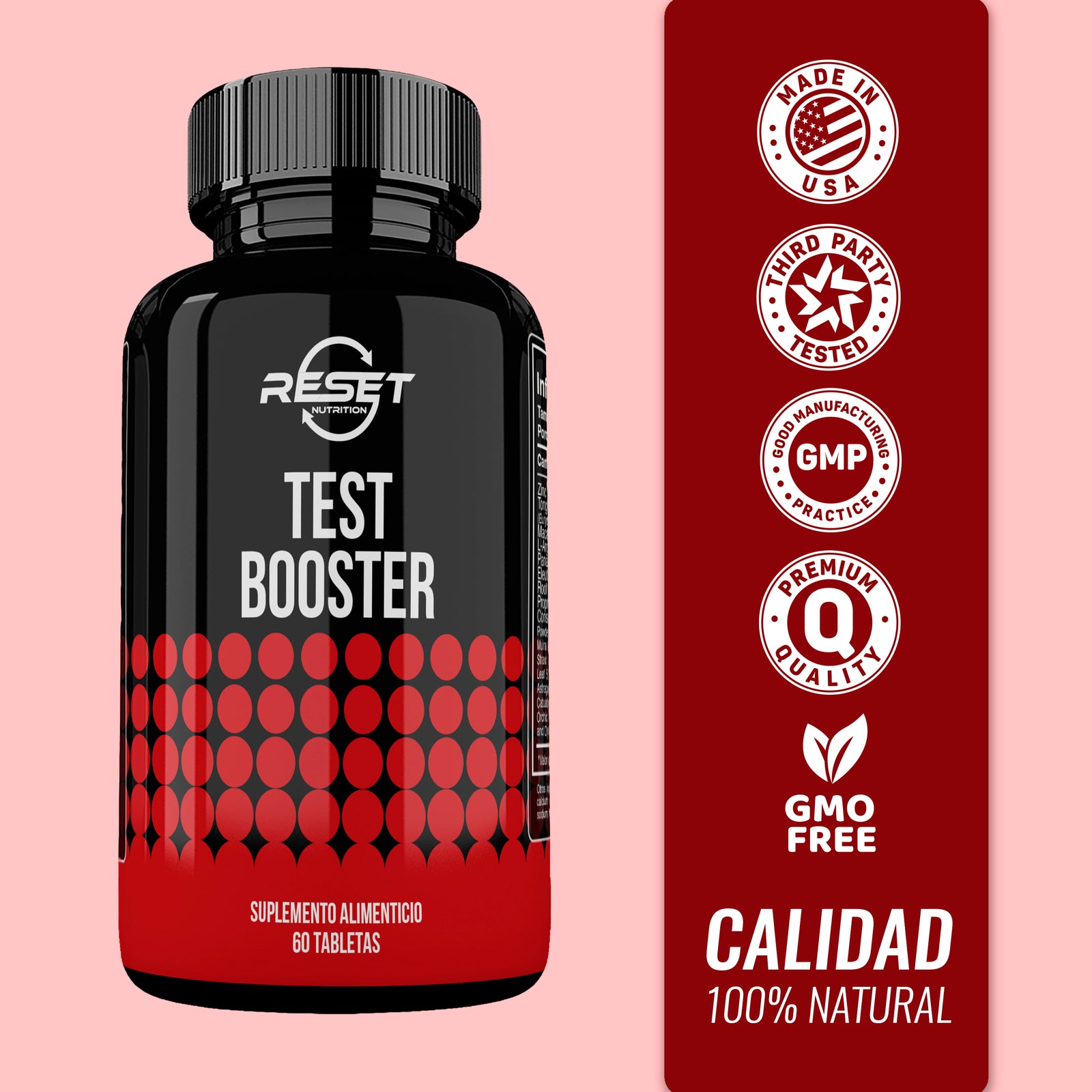 Test Booster - Testosterona Natural para Hombres - 60 Tabletas - Energía, Resistencia y Vitalidad Mejoradas