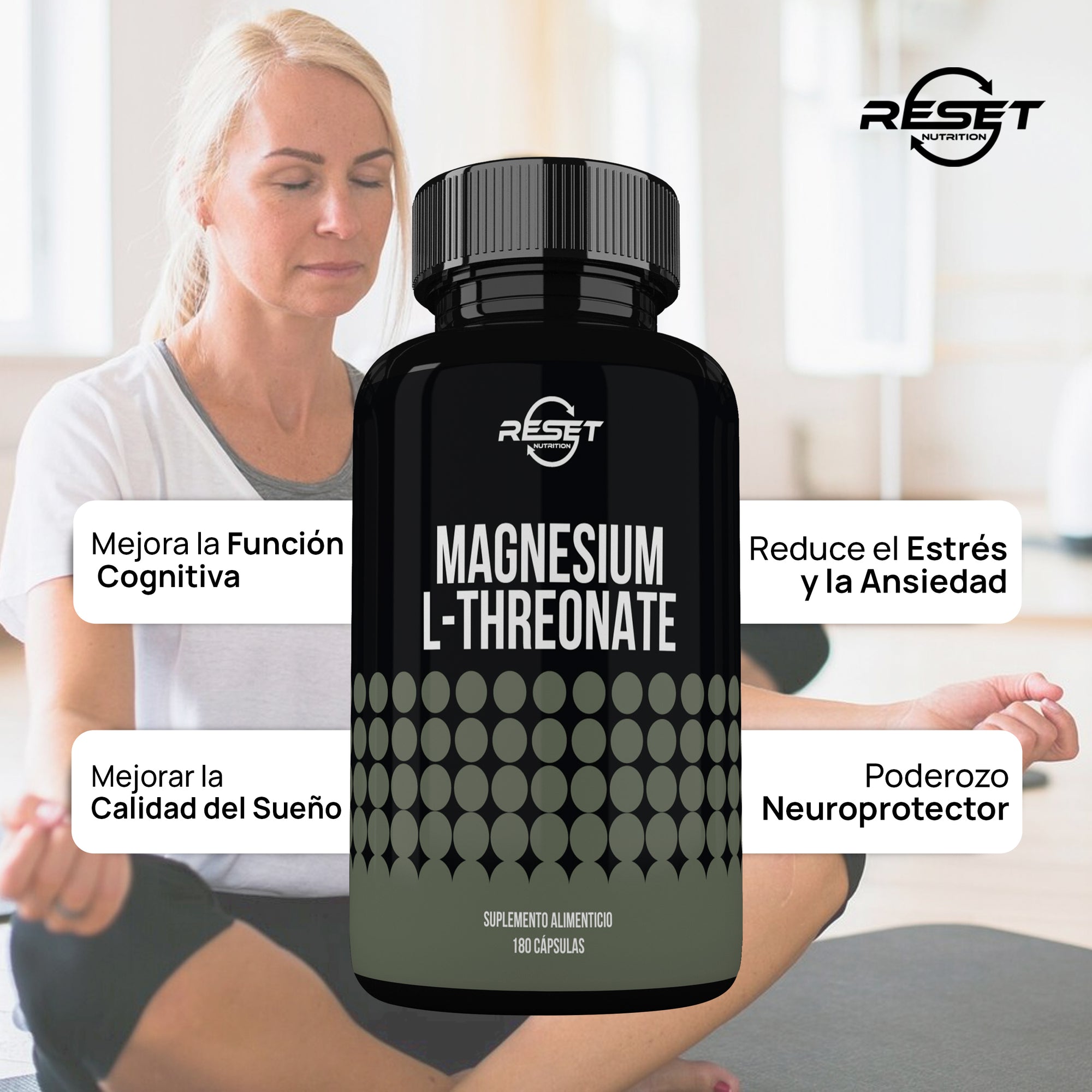 Magnesio L-Treonato | Alivio del Estrés, Mejora de la Memoria, Mejor Calidad de Sueño y Apoyo para Calambres Musculares