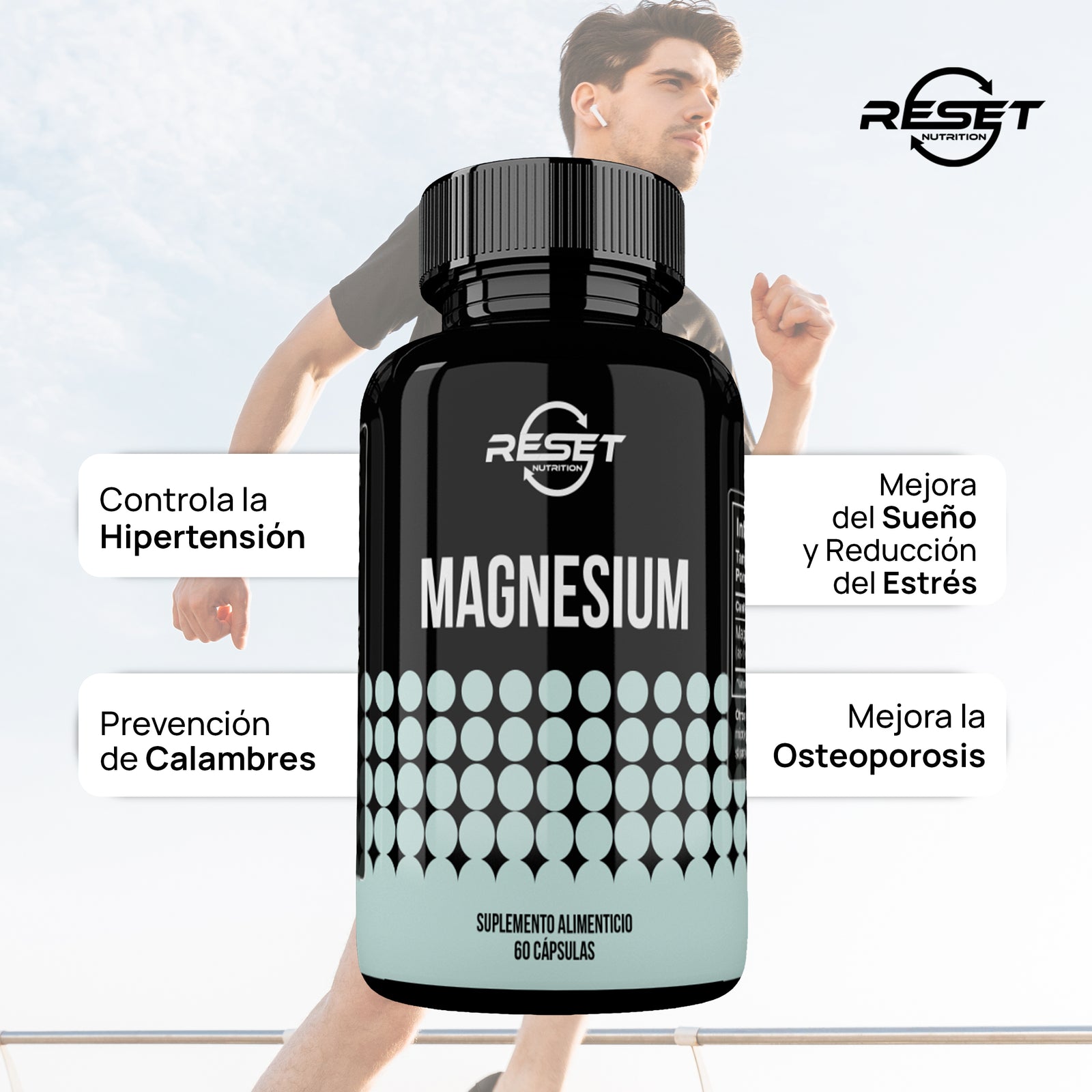 Magnesium 500 mg - 60 capsules - regulates blood pressure, boosts energy, and balances the nervous system