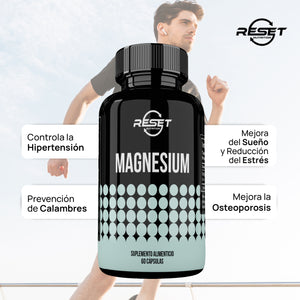 MAGNESIUM 500 MG | HIGH PRESSURE | HYPERTENSION | 60 CAPSULES | RESET NUTRITION | MADE IN USA