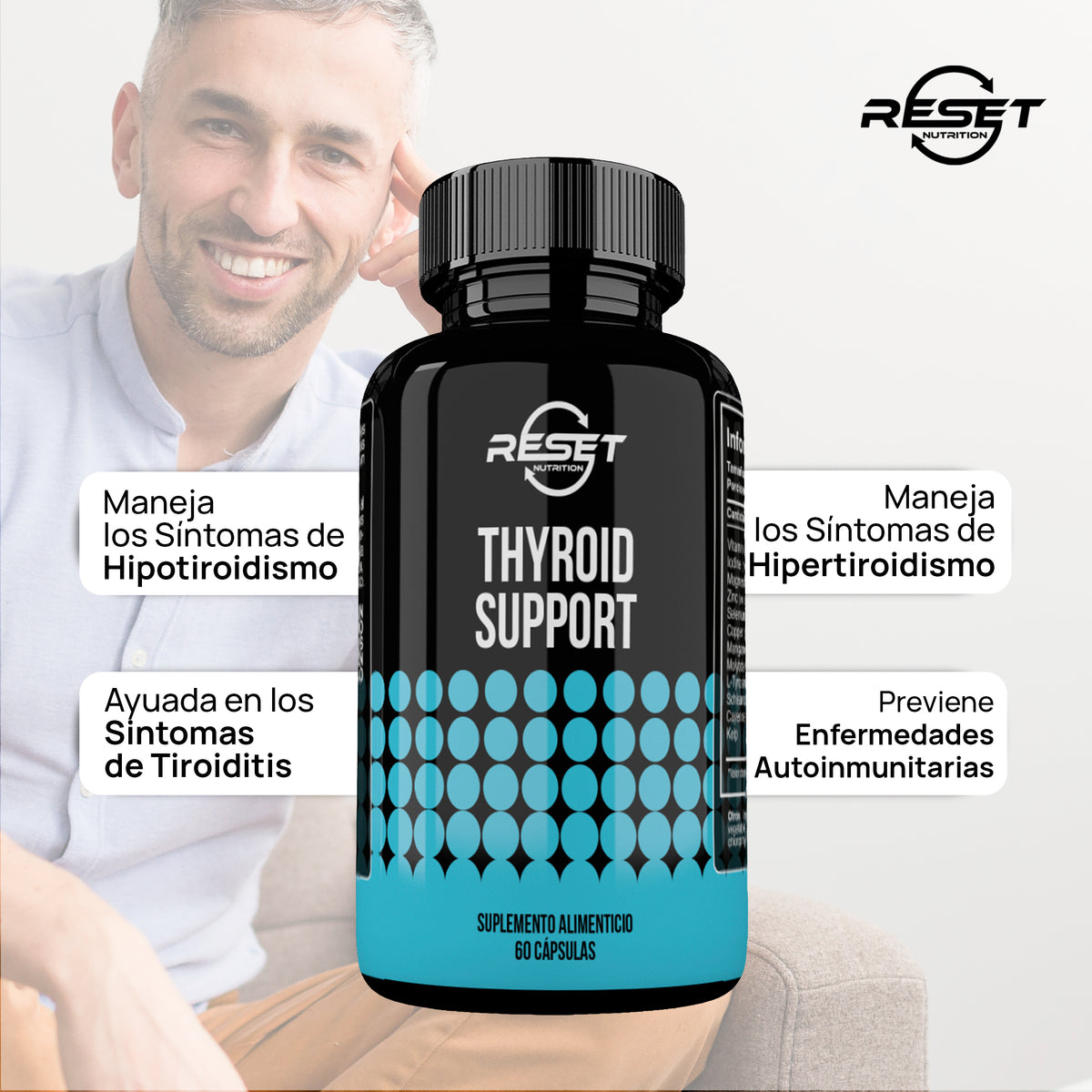 Suplemento Avanzado para el Apoyo de la Tiroides - 60 Cápsulas, - Aumenta la Energía, el Metabolismo y el Bienestar General