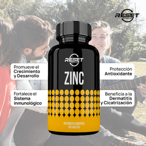 ZINC | HIGH PRESSURE | HYPERTENSION| | 100 TABLETS | RESET NUTRITION | MADE IN USA