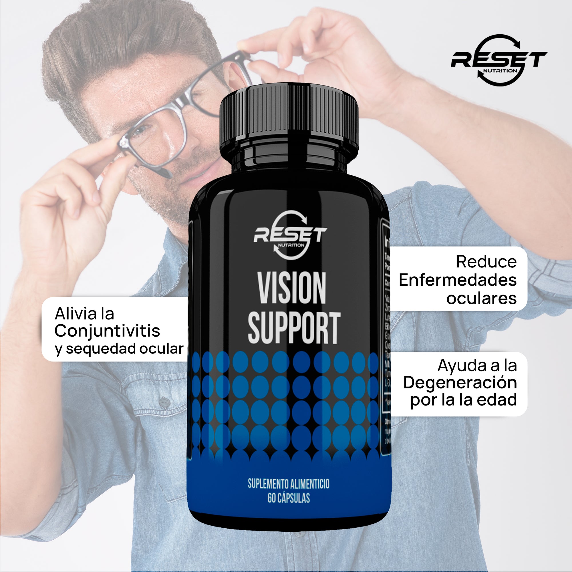 Soporte para la visión - 60 cápsulas con luteína - protege la salud ocular y mejora la visión