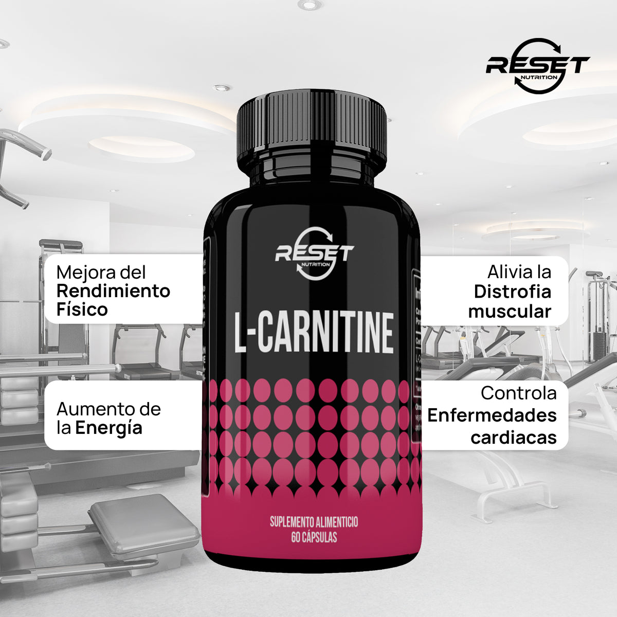 L-Carnitina 500 mg - 60 cápsulas con Omega 3, 6 y 9 - combate la fatiga muscular y aumenta la energía