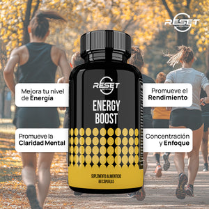 ENERGY BOOST | ENERGY SUPPLEMENT WITH CAFFEINE AND ACAI | 60 CAPSULES | RESET NUTRITION | MADE IN USA