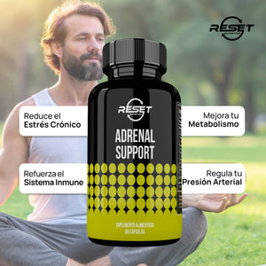 ADRENAL SUPPORT | ADRENAL, BLOOD PRESSURE AND SUGAR LEVELS | 60 CAPSULES | RESET NUTRITION | MADE IN USA