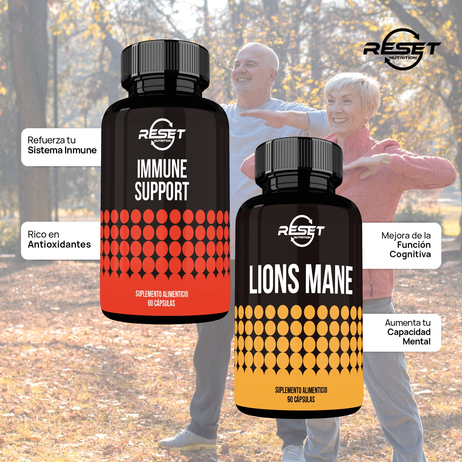 Kit de Melena de León + Apoyo Inmunológico | 90 + 60 Cápsulas | Claridad Mental, Función Cerebral y Apoyo a la Defensa Inmunológica