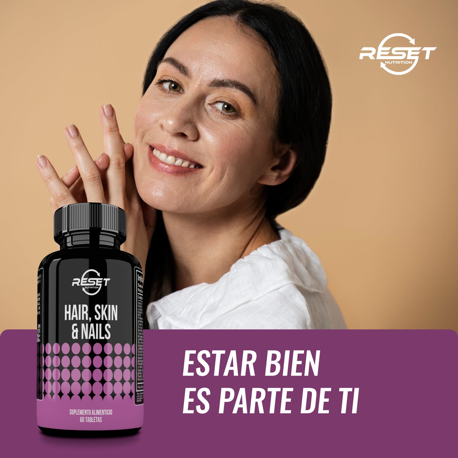Cabello, piel y uñas - 60 tabletas con biotina, sílice y colágeno - fortalece y nutre el cabello, la piel y las uñas