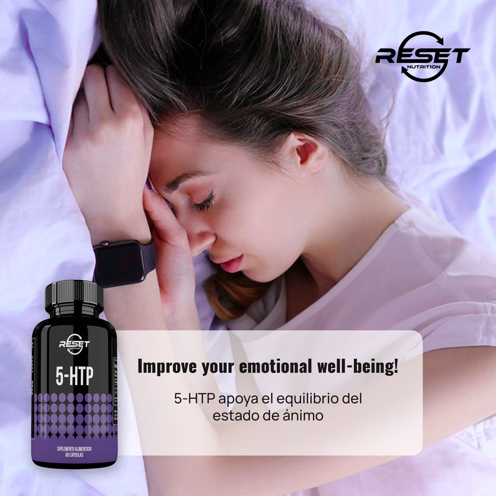 5-HTP 100 mg - 60 cápsulas con 5-Hidroxitriptófano - aumenta la serotonina y mejora el estado de ánimo