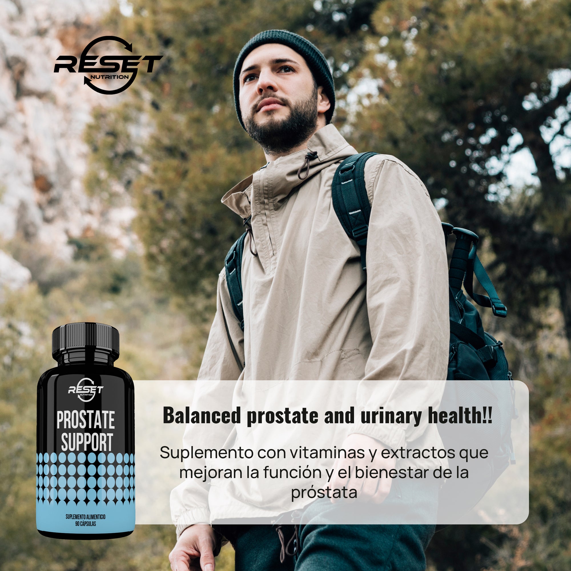 Soporte para la próstata - 90 cápsulas con vitaminas y extractos naturales - apoya la salud de la próstata y urinaria