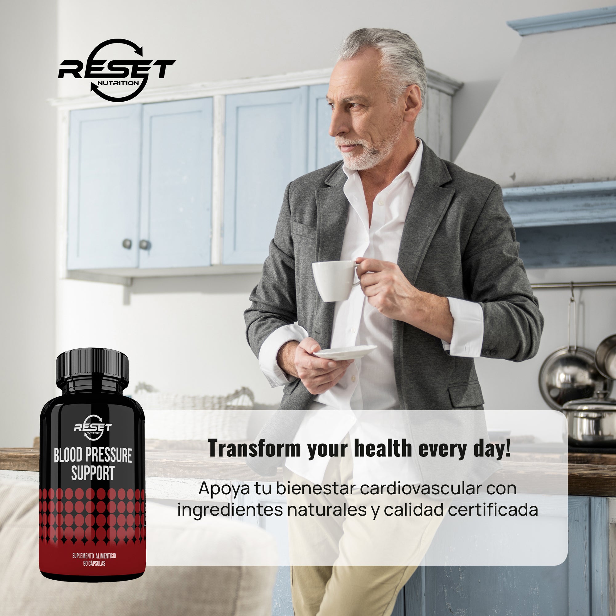 Soporte para la Presión Arterial - 90 Cápsulas con Ajo, Hibisco y Extracto de Oliva - Equilibra la Presión Arterial y Apoya la Salud del Corazón