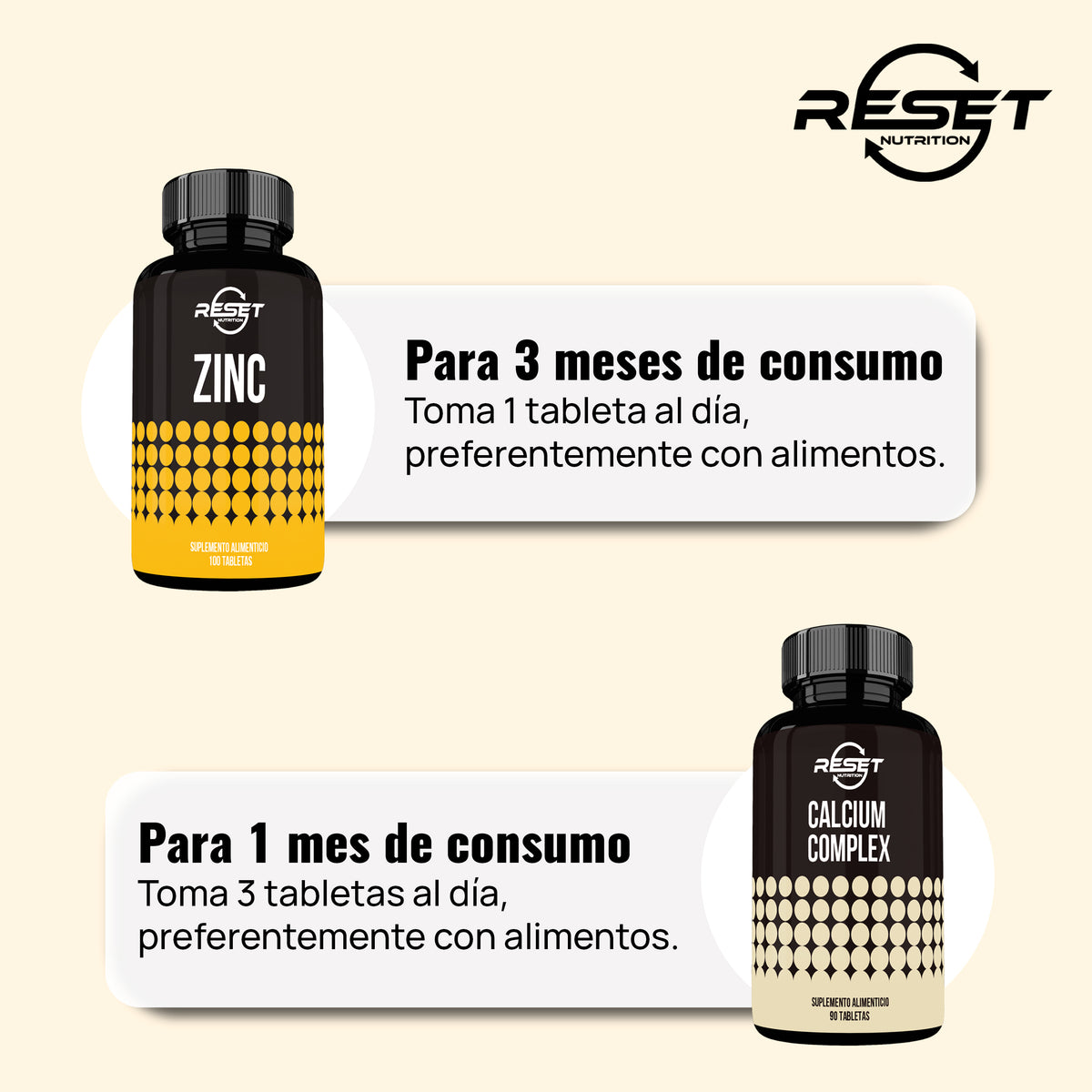 Kit ZinCal | Complejo de Zinc + Calcio | 100 + 90 Tabletas | Fortalecimiento Óseo, Soporte Articular y Salud Inmunológica