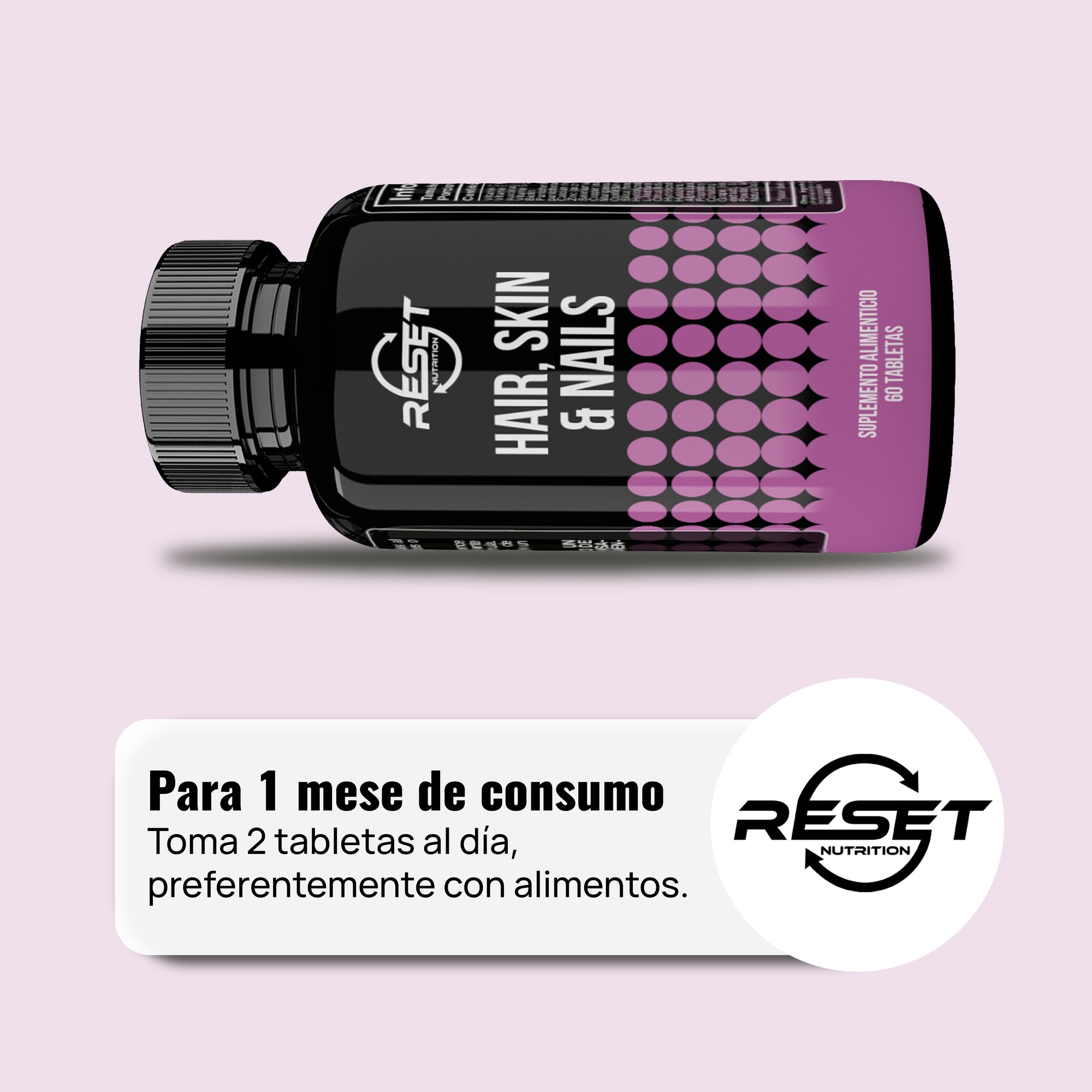 Cabello, piel y uñas - 60 tabletas con biotina, sílice y colágeno - fortalece y nutre el cabello, la piel y las uñas
