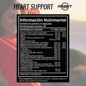 HEART SUPPORT | CHOLESTEROL AND TRIGLYCERIDES | 180 CAPSULES | RESET NUTRITION | MADE IN USA