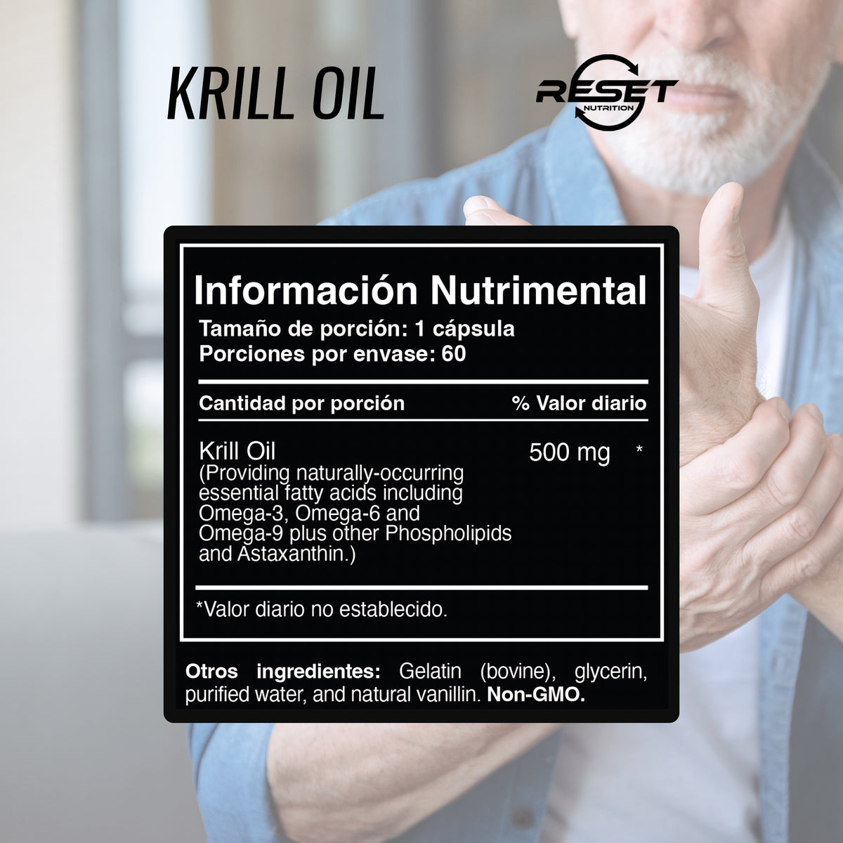 Aceite de kril 500 mg - 60 cápsulas con astaxantina - mejora la memoria, la concentración y la salud cardiovascular