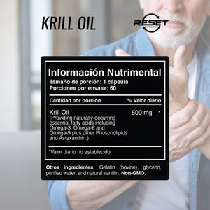 KRILL OIL 500MG | ASTAXANTHIN| | 60 CAPSULES | RESET NUTRITION | MADE IN USA