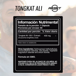 TONGKAT ALI 400 MG | REVITALIZER FOR MEN | 60 CAPSULES | RESET NUTRITION | MADE IN USA