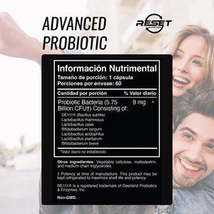 ADVANCED PROBIOTIC | PROBIOTICS 60 BILLION UFC'S | DIGESTION | 60 CAPSULES | RESET NUTRITION | MADE IN USA